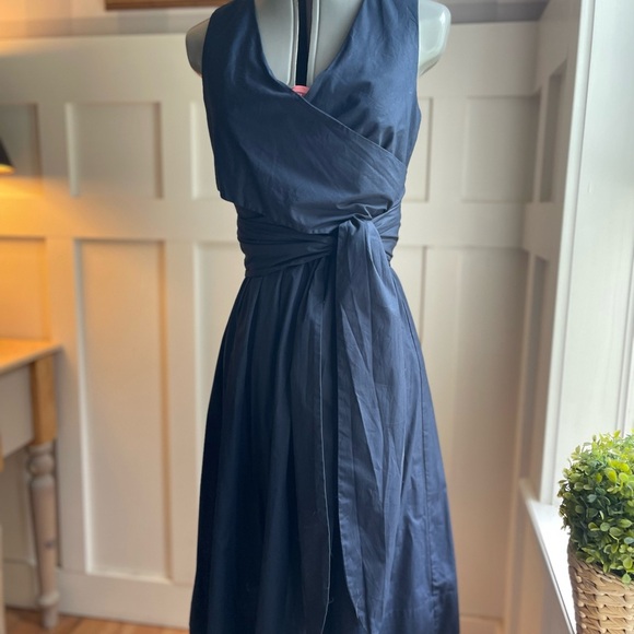 J. Crew Cotton Deep Blue Midi Wrap Dress Size 2 - Picture 2 of 7
